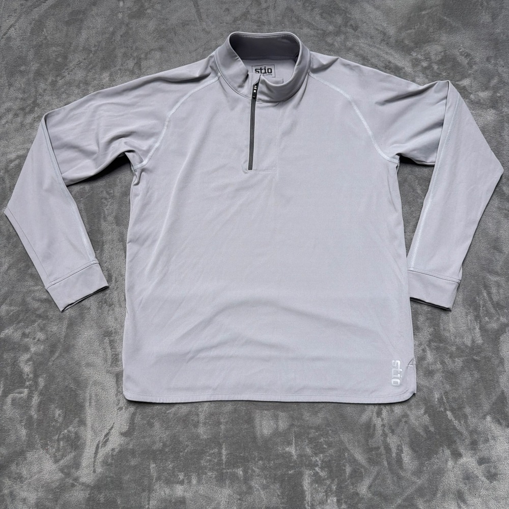 Stio Basis Power Dry 1/4 Zip Mens Medium Gray Pullover Performance Activewear